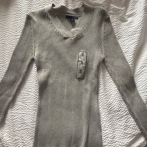 Basic Editions Grey Ribbed Shirt New with Tags Women's Extra Large XL